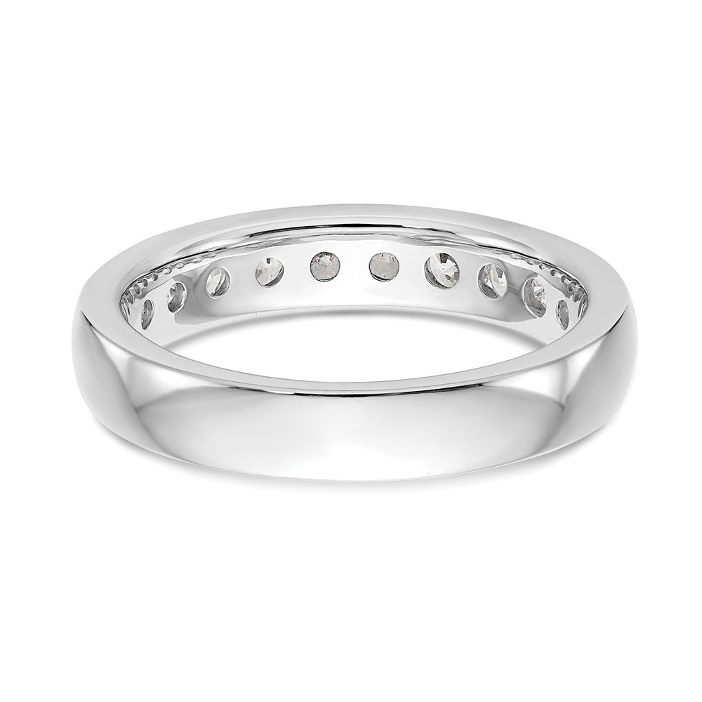 14K White Gold 10-Stone Real Diamond Channel Band