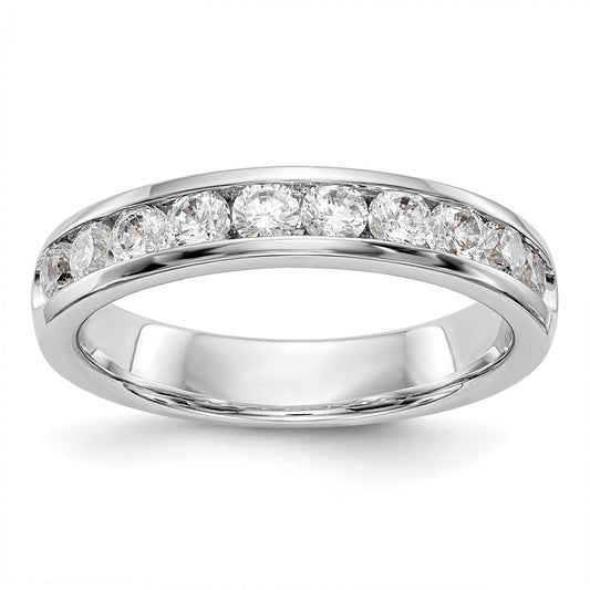 0.79ct. CZ Solid Real 14K White Gold 10-Stone Channel Wedding Band Ring