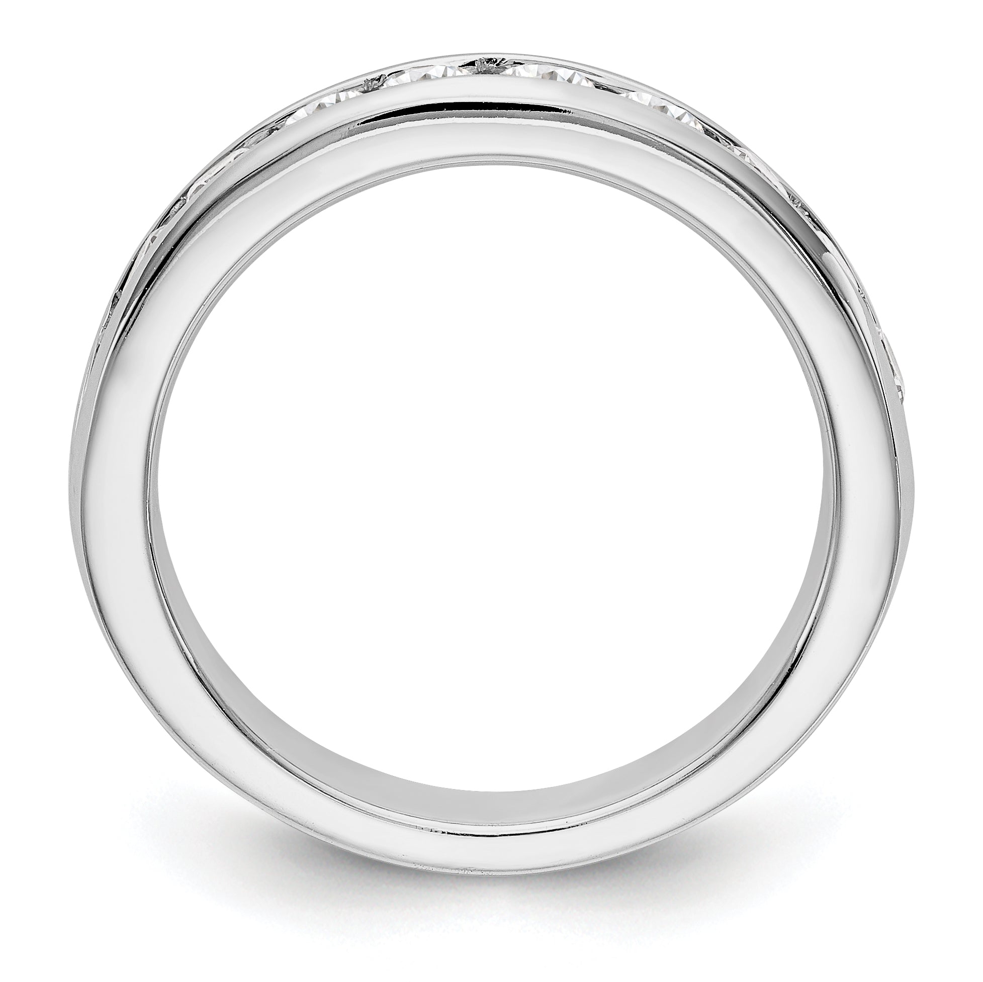 0.93ct. CZ Solid Real 14K White Gold 10-Stone Channel Wedding Band Ring