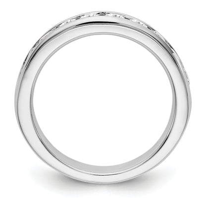0.93ct. CZ Solid Real 14K White Gold 10-Stone Channel Wedding Band Ring