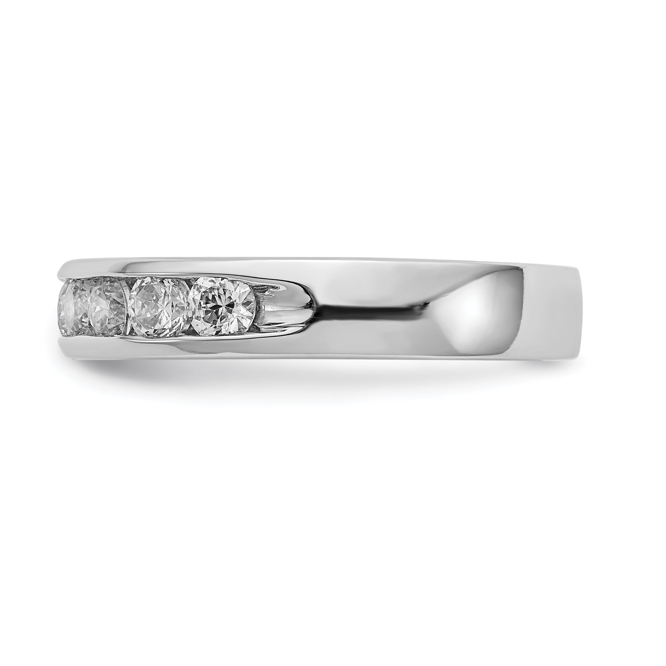 0.93ct. CZ Solid Real 14K White Gold 10-Stone Channel Wedding Band Ring