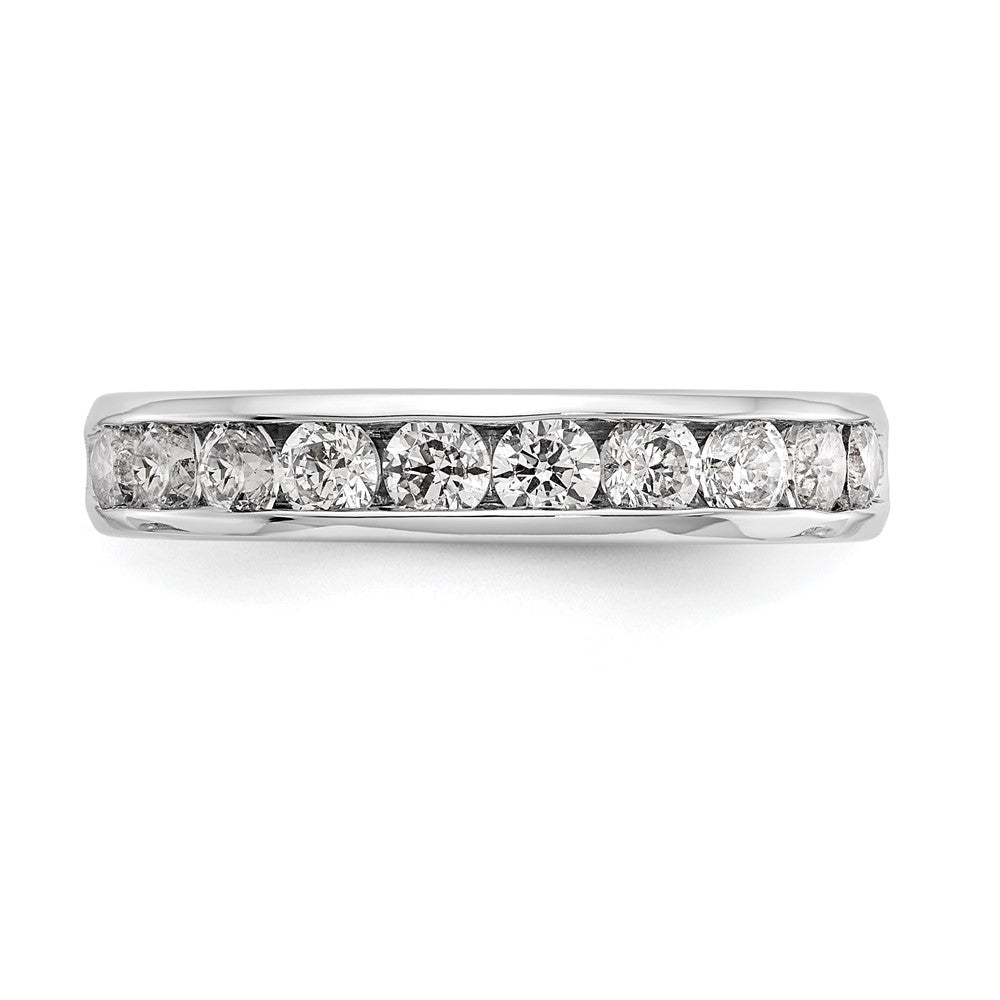 0.93ct. CZ Solid Real 14K White Gold 10-Stone Channel Wedding Band Ring