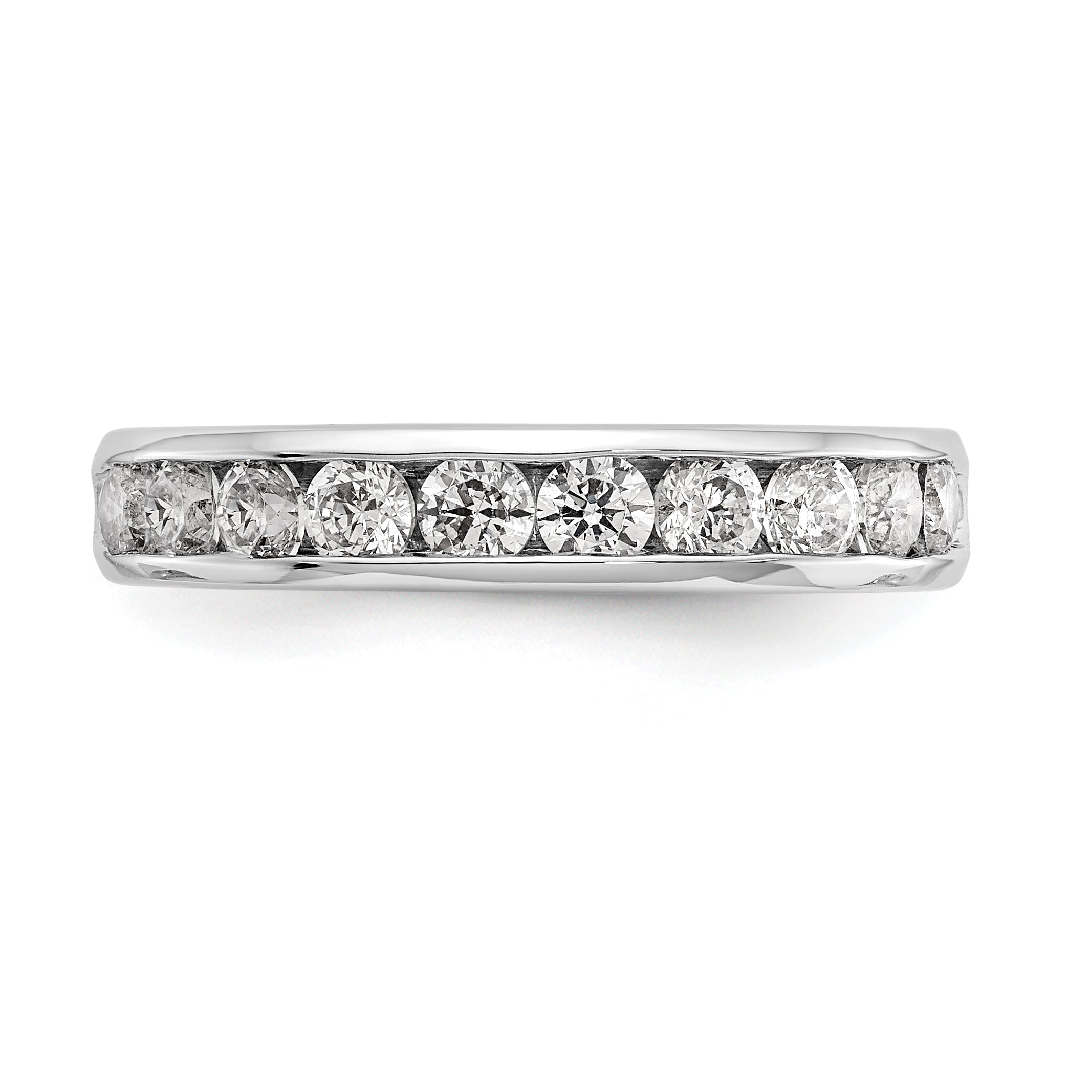 0.93ct. CZ Solid Real 14K White Gold 10-Stone Channel Wedding Band Ring