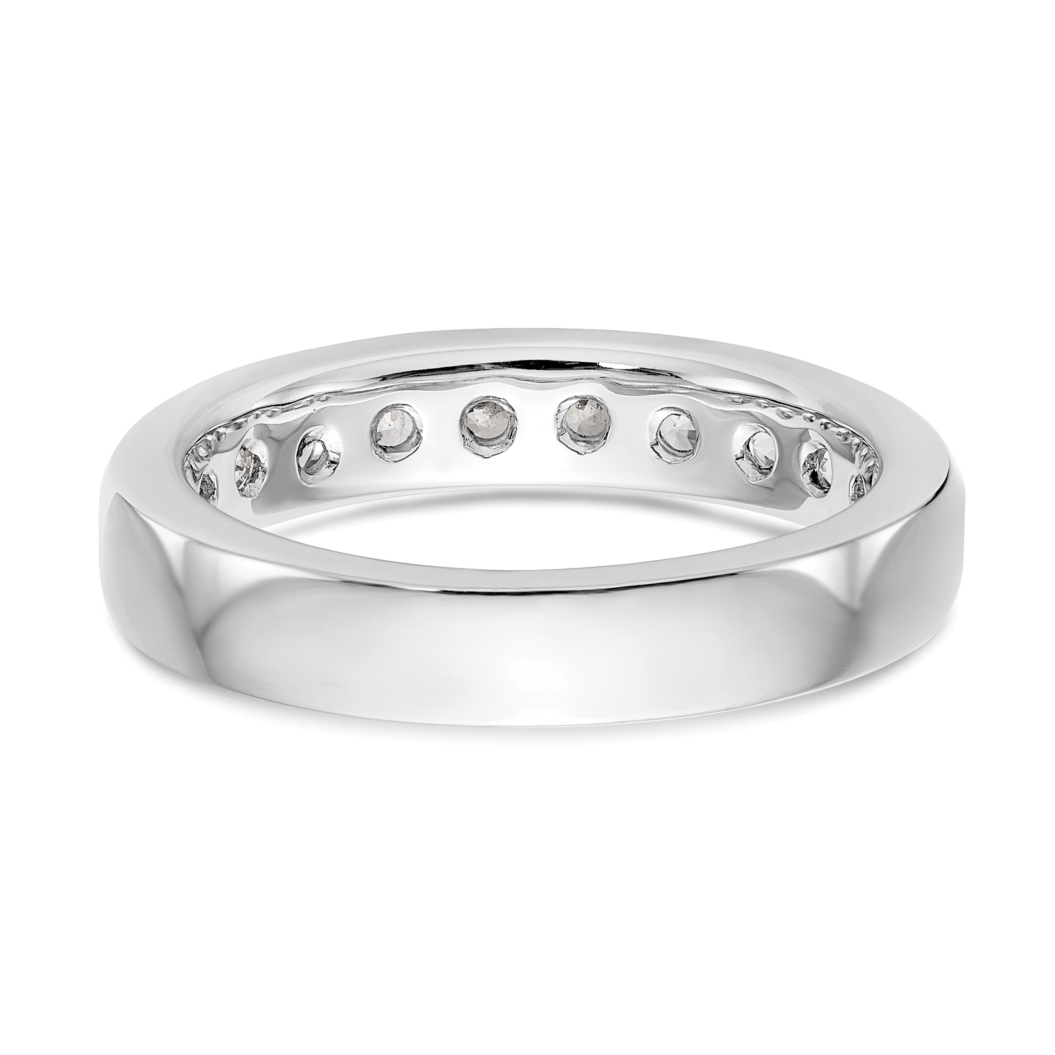0.93ct. CZ Solid Real 14K White Gold 10-Stone Channel Wedding Band Ring
