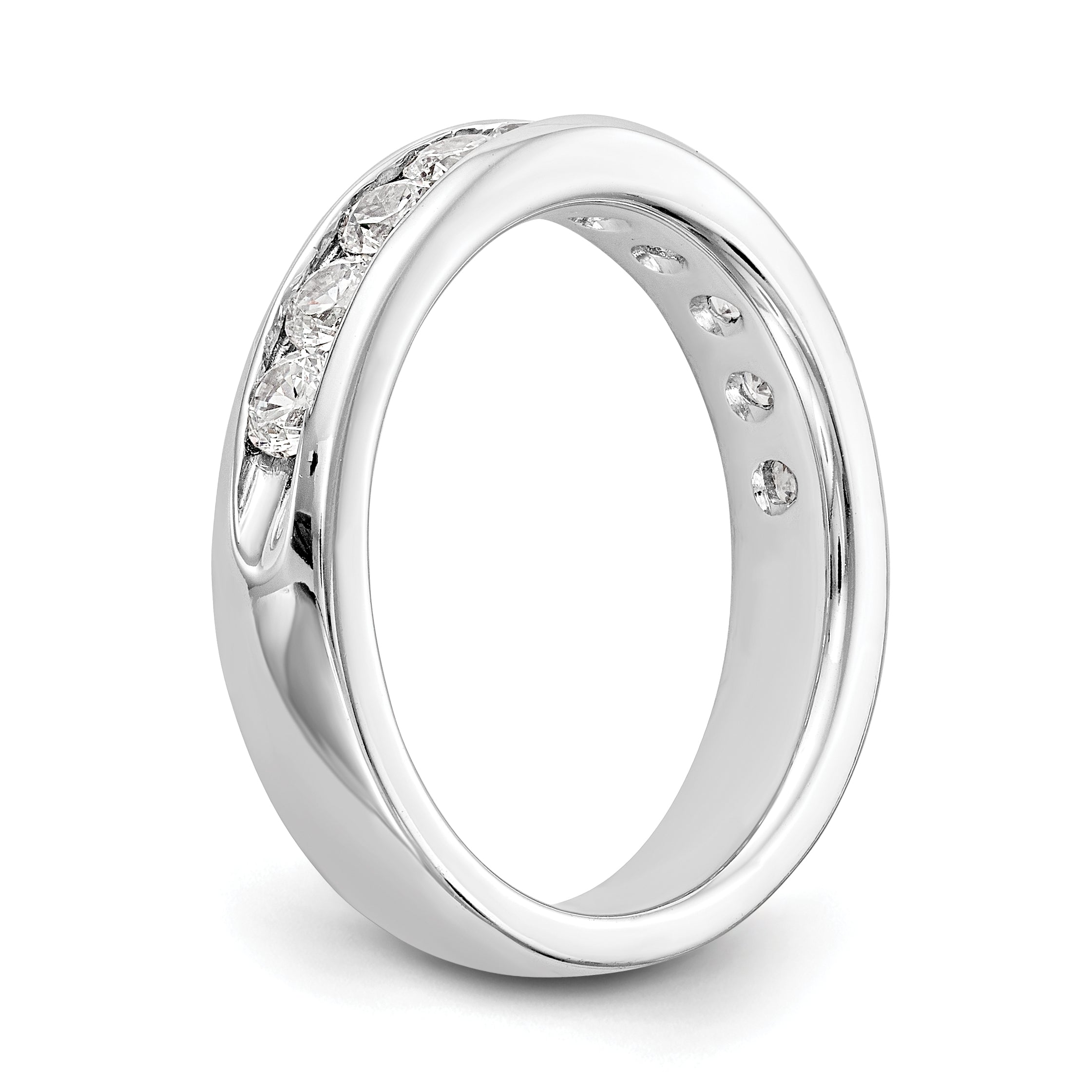0.93ct. CZ Solid Real 14K White Gold 10-Stone Channel Wedding Band Ring