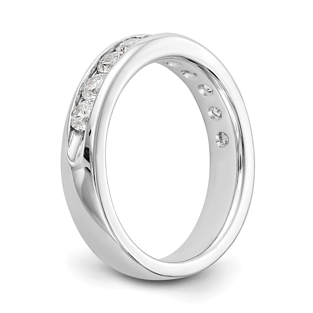 0.93ct. CZ Solid Real 14K White Gold 10-Stone Channel Wedding Band Ring