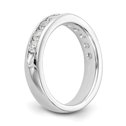 0.93ct. CZ Solid Real 14K White Gold 10-Stone Channel Wedding Band Ring