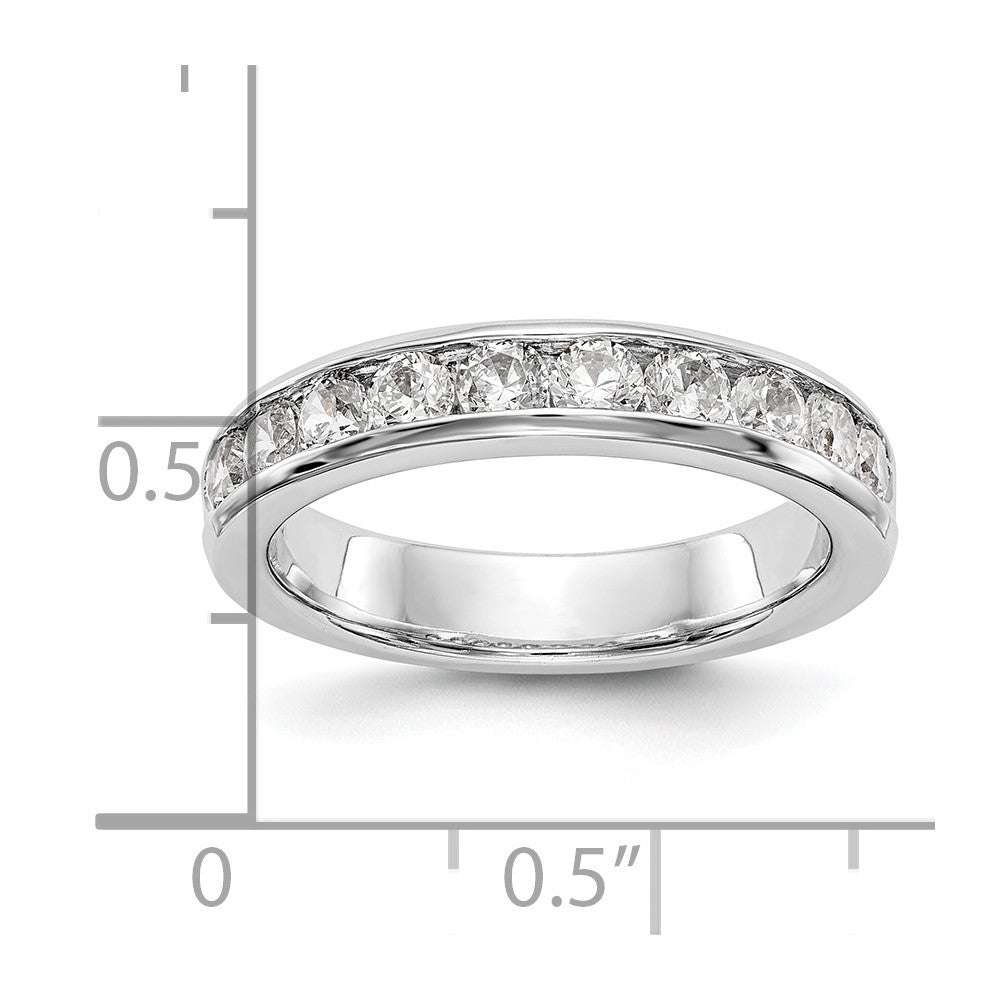 14K White Gold 10-Stone Real Diamond Channel Band