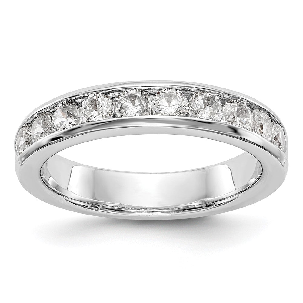 0.93ct. CZ Solid Real 14K White Gold 10-Stone Channel Wedding Band Ring