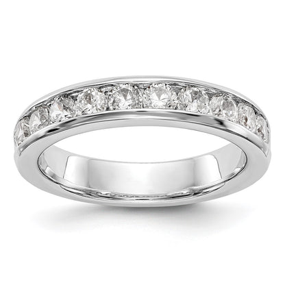 0.93ct. CZ Solid Real 14K White Gold 10-Stone Channel Wedding Band Ring