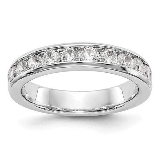 0.93ct. CZ Solid Real 14K White Gold 10-Stone Channel Wedding Band Ring