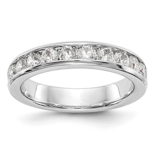 0.93ct. CZ Solid Real 14K White Gold 10-Stone Channel Wedding Band Ring
