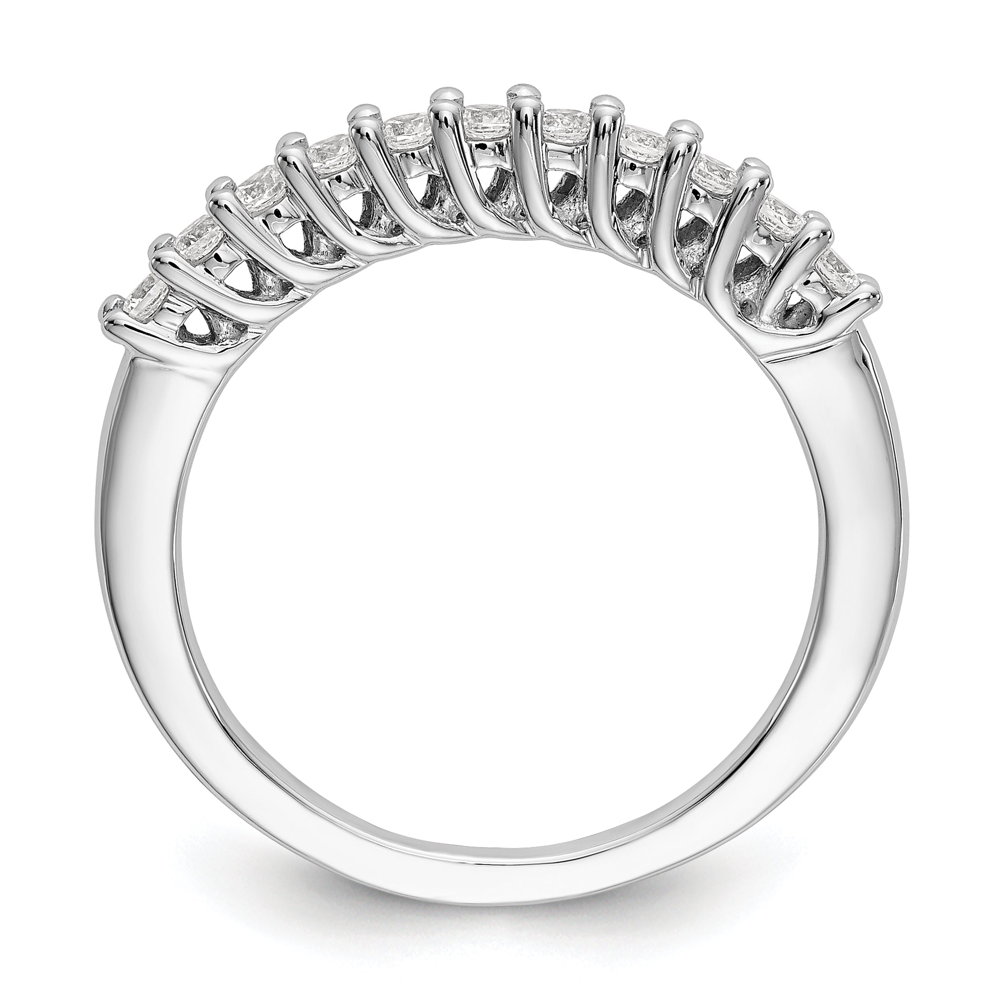 0.31ct. CZ Solid Real 14K White Gold 11-Stone Wedding Band Ring