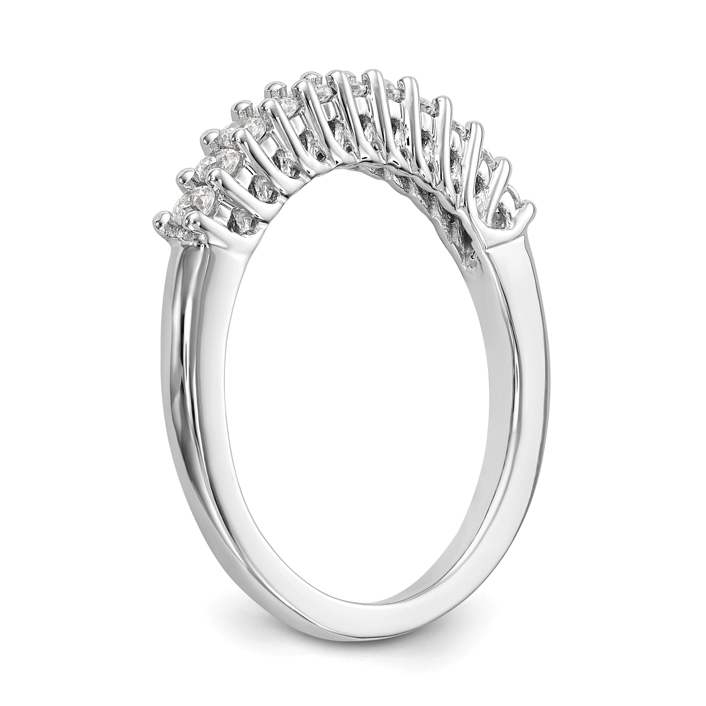 0.31ct. CZ Solid Real 14K White Gold 11-Stone Wedding Band Ring