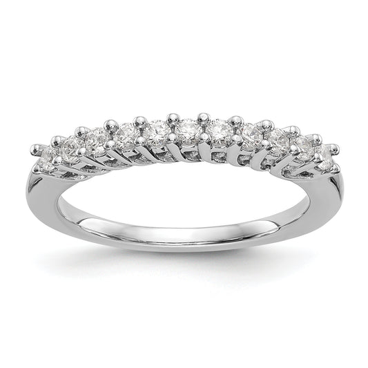 0.31ct. CZ Solid Real 14K White Gold 11-Stone Wedding Band Ring