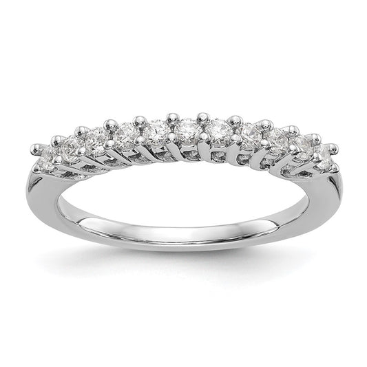 14K White Gold 11-Stone Real Diamond Band
