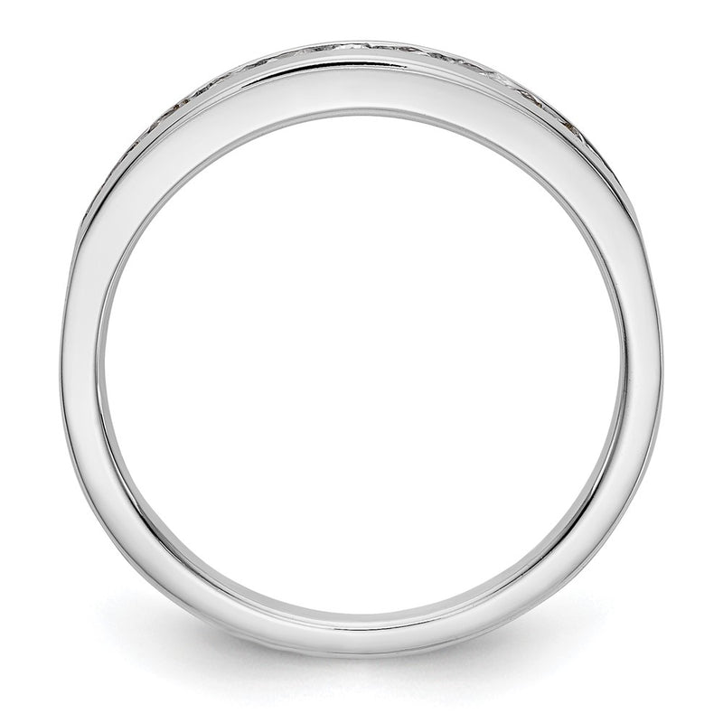 14K White Gold 11-Stone Real Diamond Channel Band
