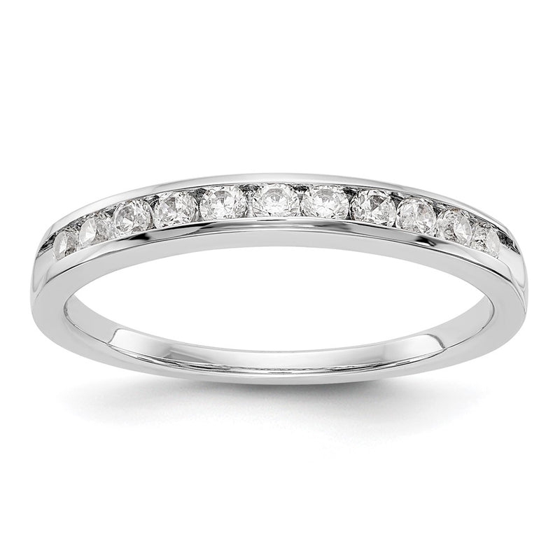 14K White Gold 11-Stone Real Diamond Channel Band