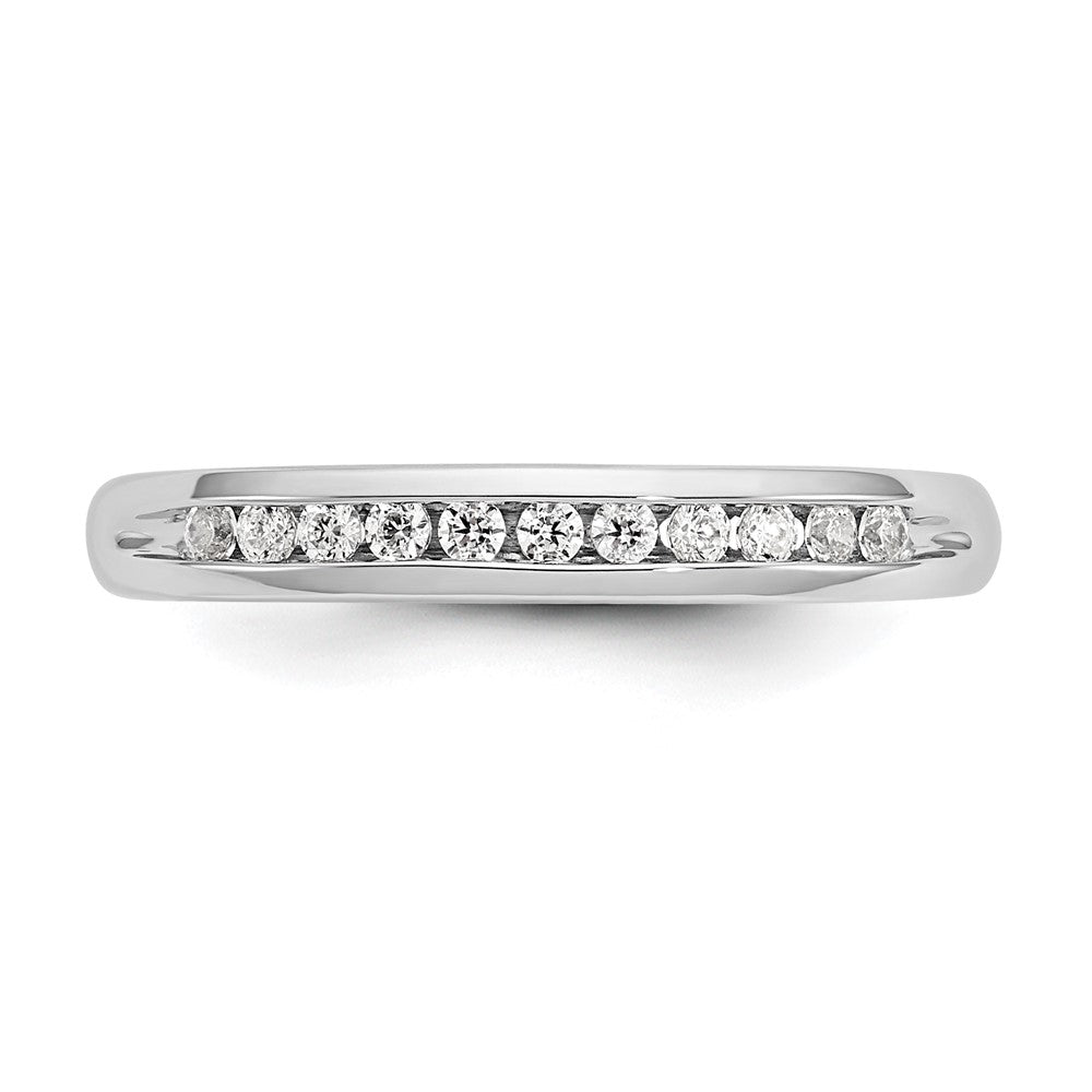 0.17ct. CZ Solid Real 14K White Gold 11-Stone Channel Wedding Band Ring