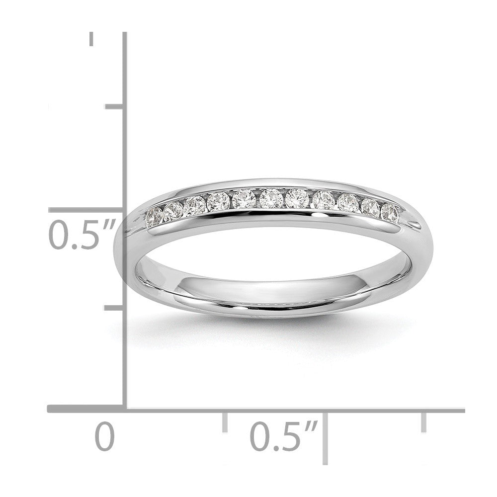 0.17ct. CZ Solid Real 14K White Gold 11-Stone Channel Wedding Band Ring