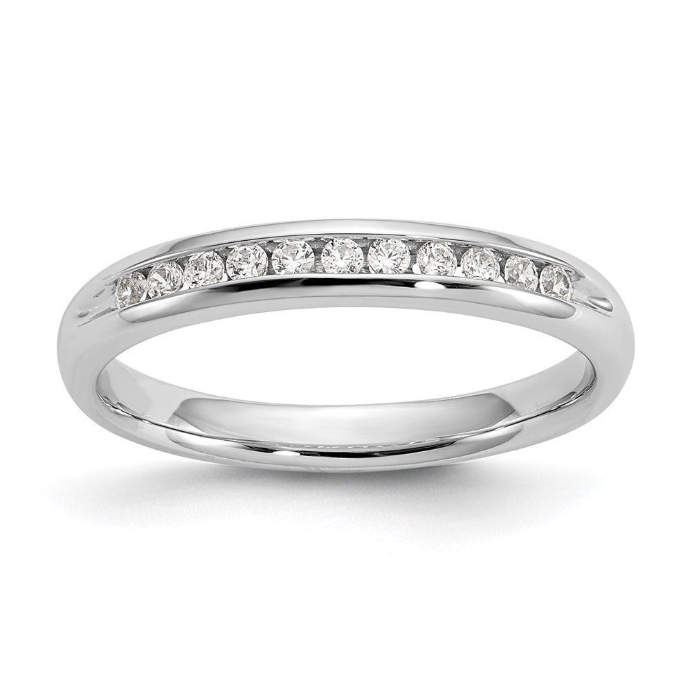 0.17ct. CZ Solid Real 14K White Gold 11-Stone Channel Wedding Band Ring