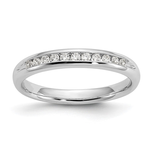 0.17ct. CZ Solid Real 14K White Gold 11-Stone Channel Wedding Band Ring