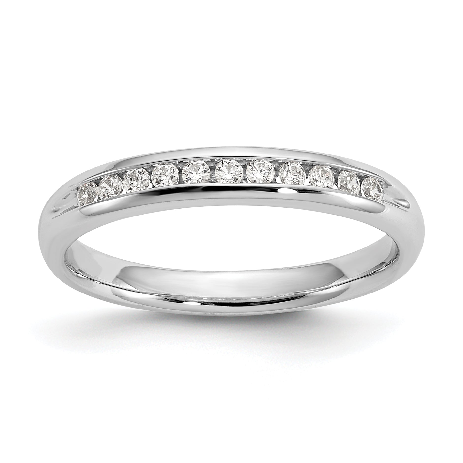 0.17ct. CZ Solid Real 14K White Gold 11-Stone Channel Wedding Band Ring