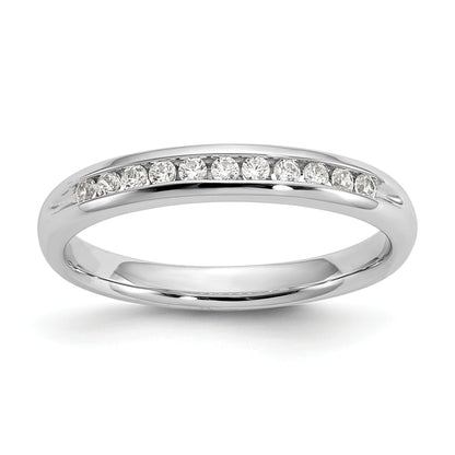 0.17ct. CZ Solid Real 14K White Gold 11-Stone Channel Wedding Band Ring