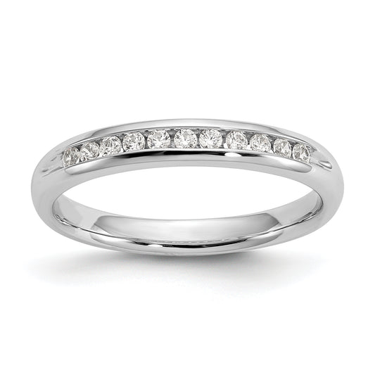 0.17ct. CZ Solid Real 14K White Gold 11-Stone Channel Wedding Band Ring