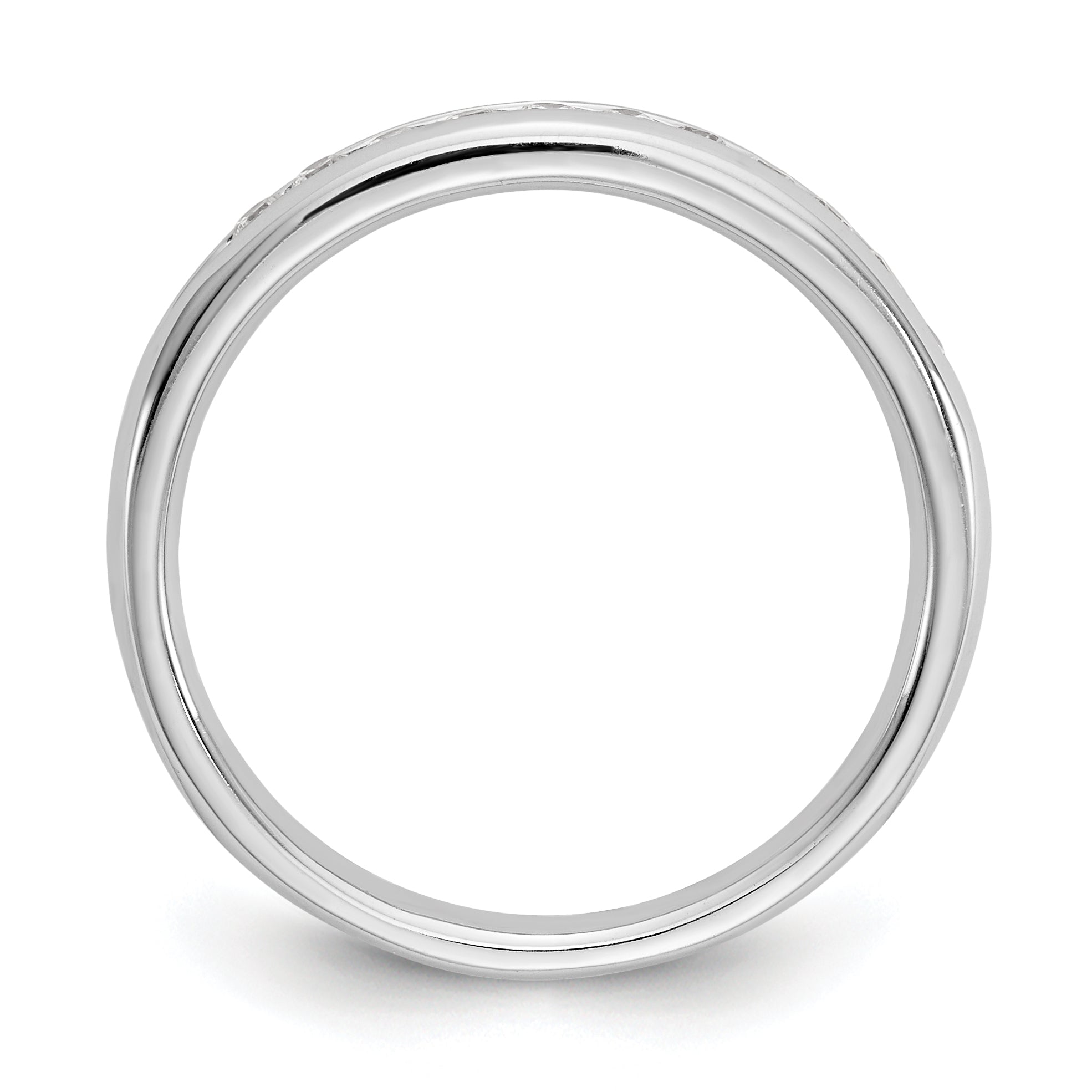 0.22ct. CZ Solid Real 14K White Gold 11-Stone Channel Wedding Band Ring