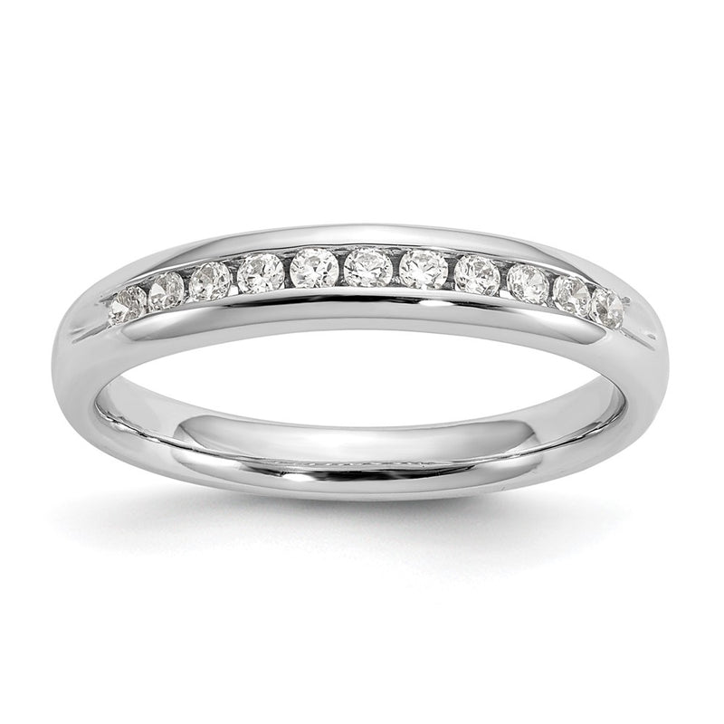 14K White Gold 11-Stone Real Diamond Channel Band