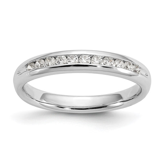 0.25ct. CZ Solid Real 14K White Gold 11-Stone Channel Wedding Band Ring