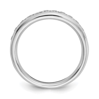 14K White Gold 11-Stone Real Diamond Channel Band