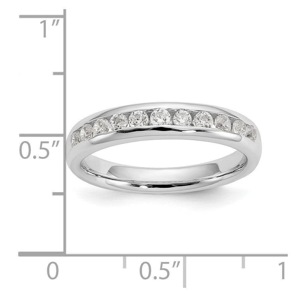 14K White Gold 11-Stone Real Diamond Channel Band