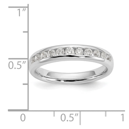 14K White Gold 11-Stone Real Diamond Channel Band