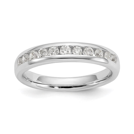 0.43ct. CZ Solid Real 14K White Gold 11-Stone Channel Wedding Band Ring