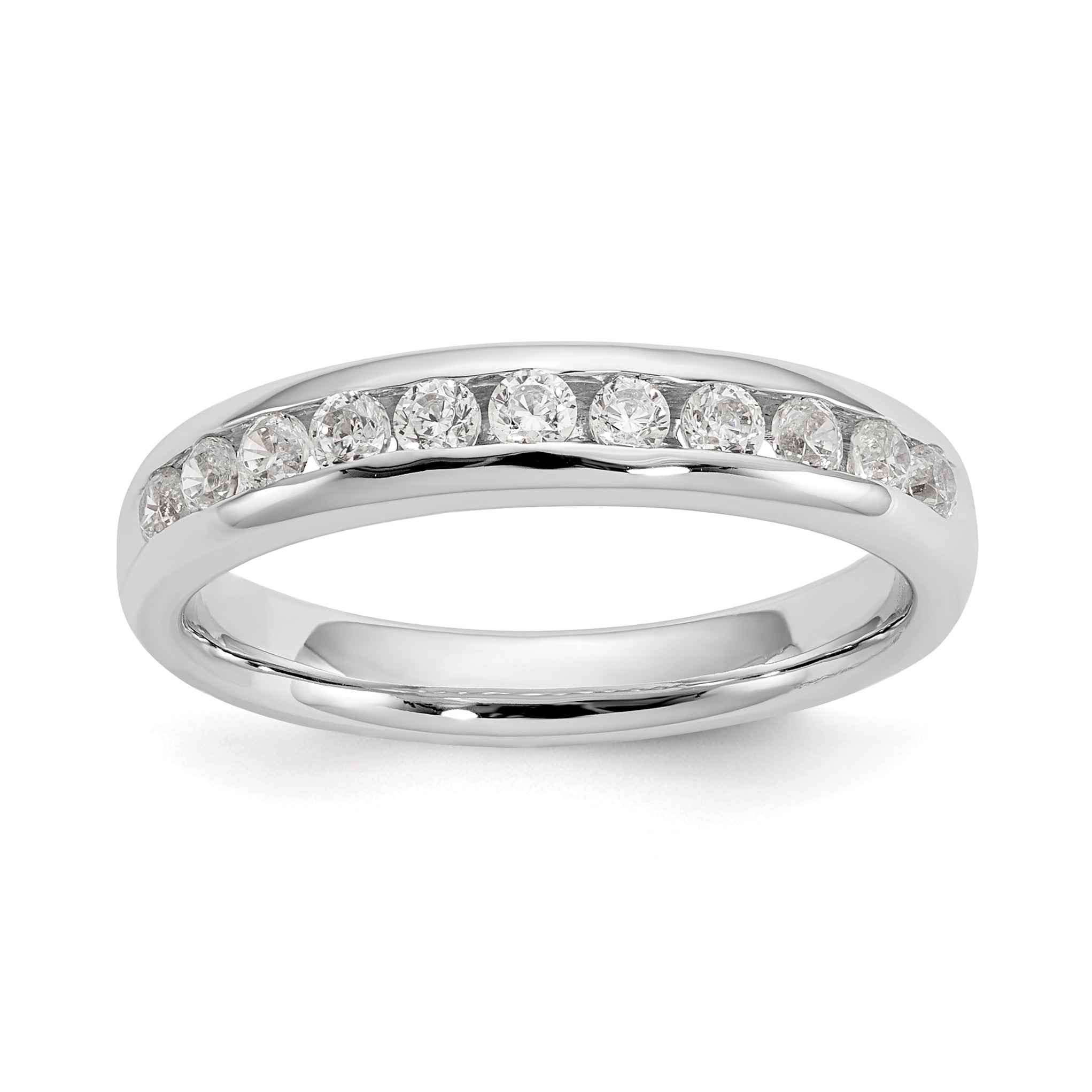 0.43ct. CZ Solid Real 14K White Gold 11-Stone Channel Wedding Band Ring