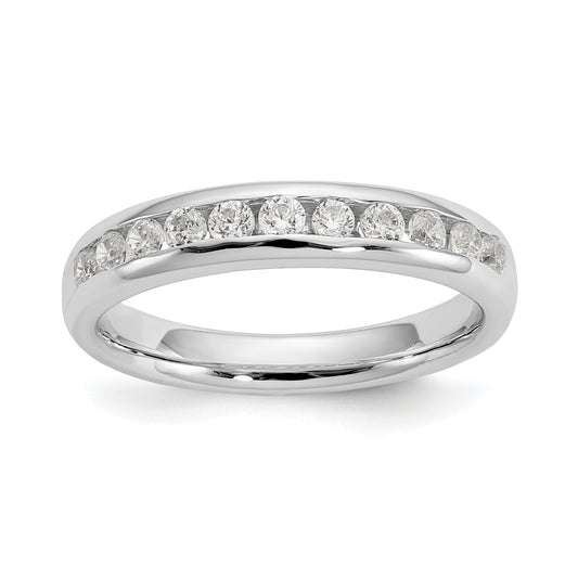 0.43ct. CZ Solid Real 14K White Gold 11-Stone Channel Wedding Band Ring
