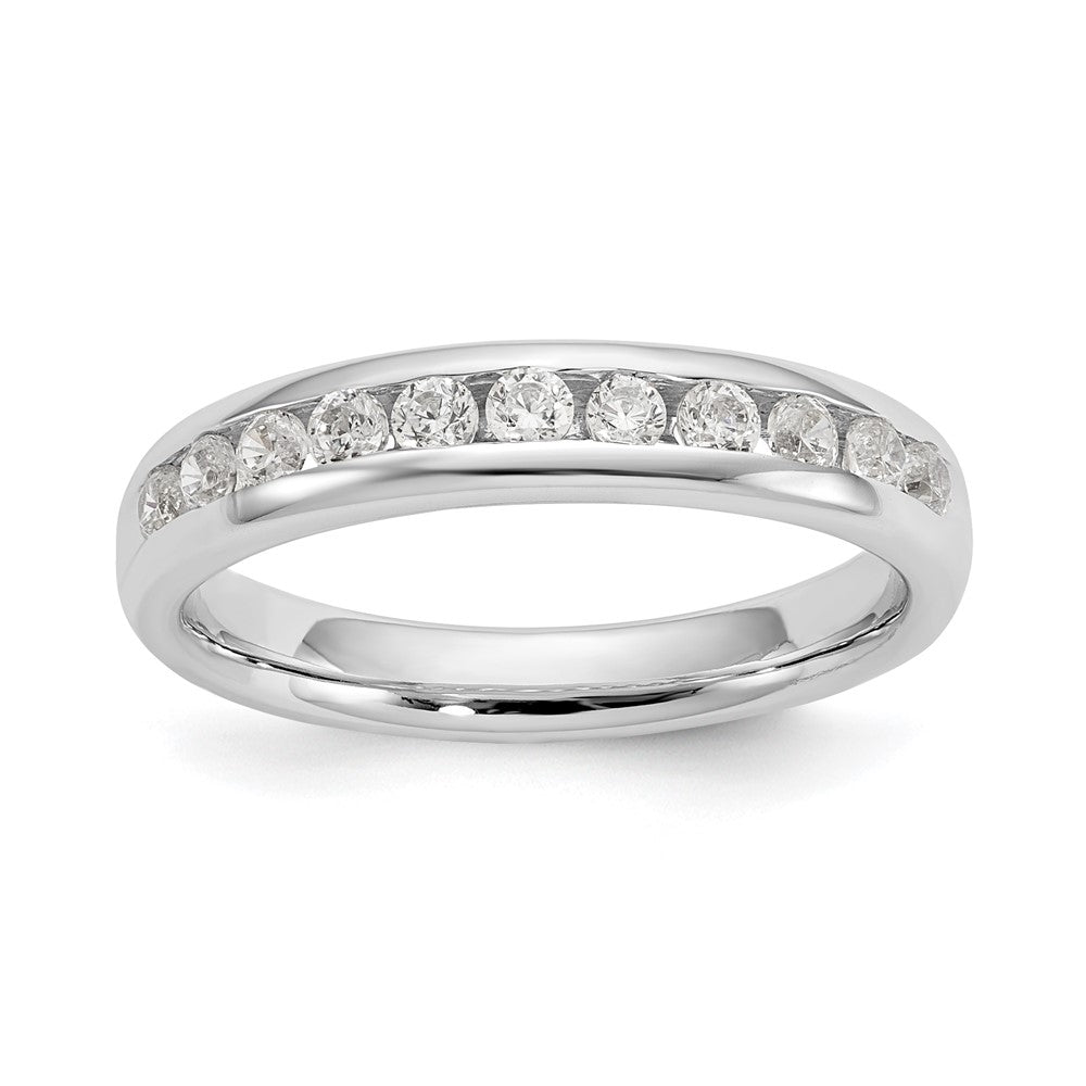 14K White Gold 11-Stone Real Diamond Channel Band