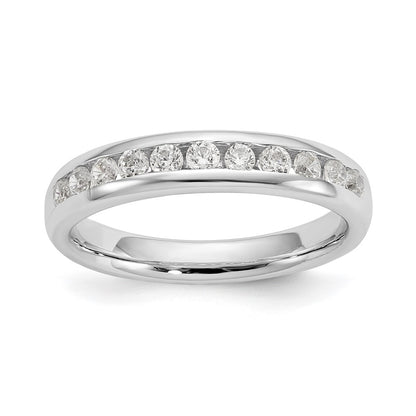 14K White Gold 11-Stone Real Diamond Channel Band