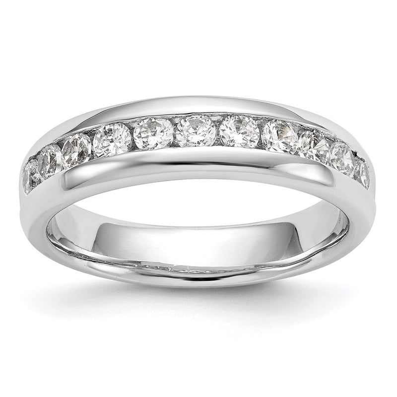 14K White Gold 11-Stone Real Diamond Channel Band