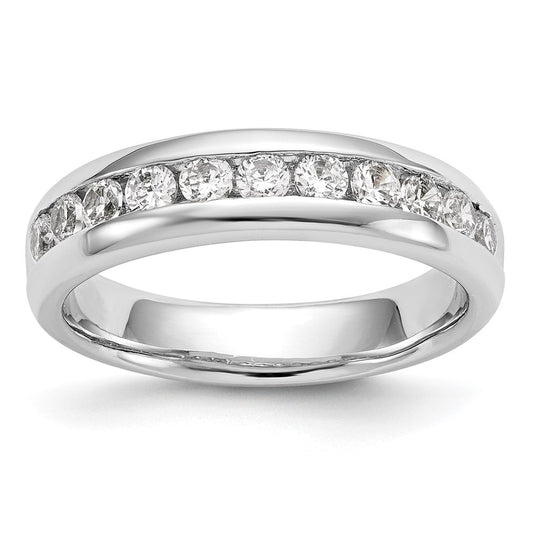 0.77ct. CZ Solid Real 14K White Gold 11-Stone Channel Wedding Band Ring