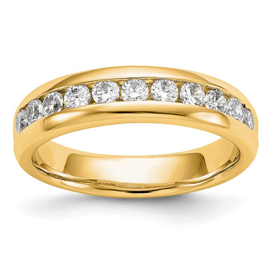 14K Yellow Gold 11-Stone Real Diamond Channel Band