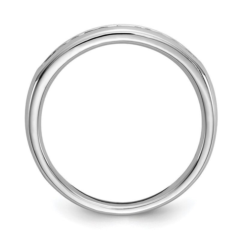 14K White Gold 11-Stone Real Diamond Channel Band