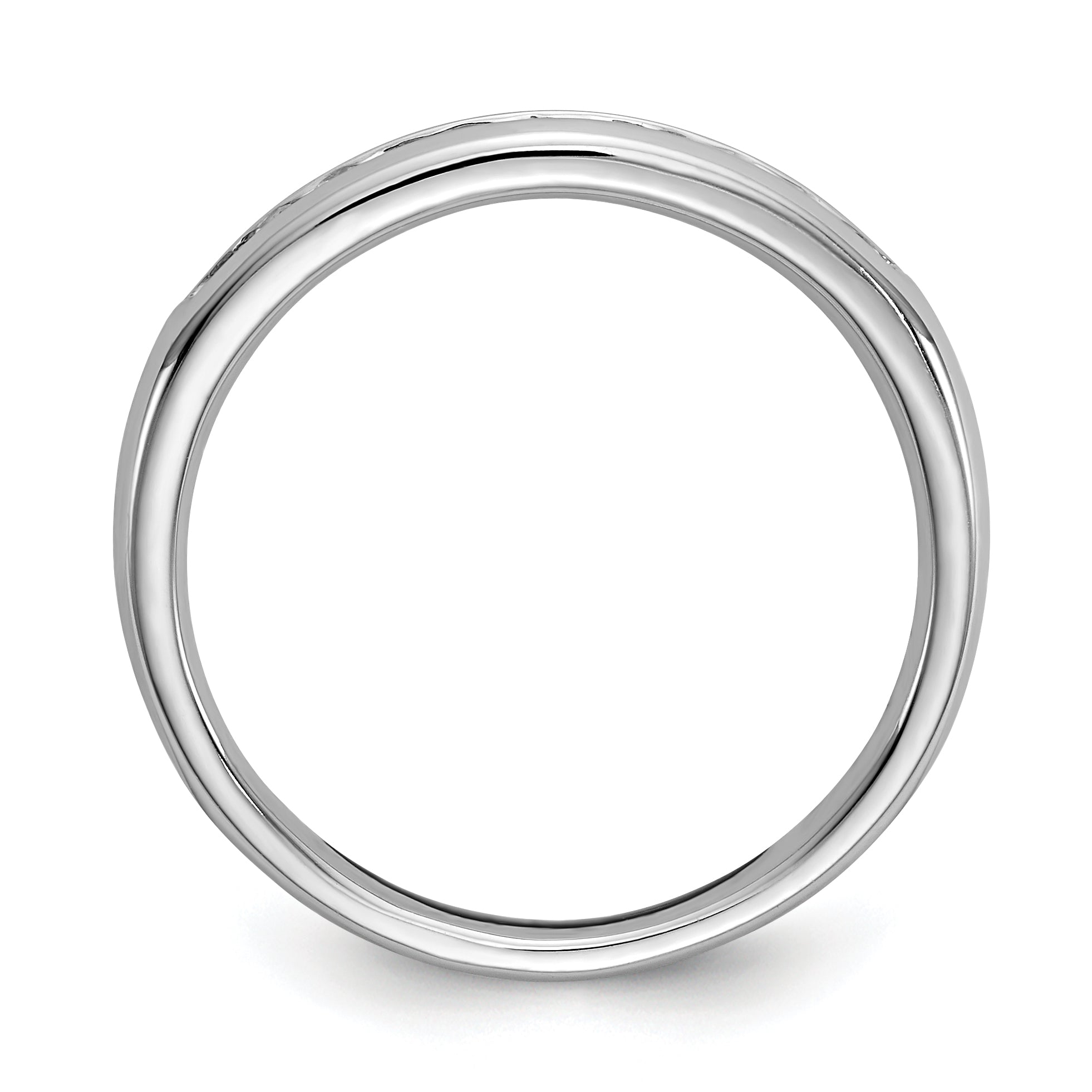 0.17ct. CZ Solid Real 14K White Gold 11-Stone Channel Wedding Band Ring