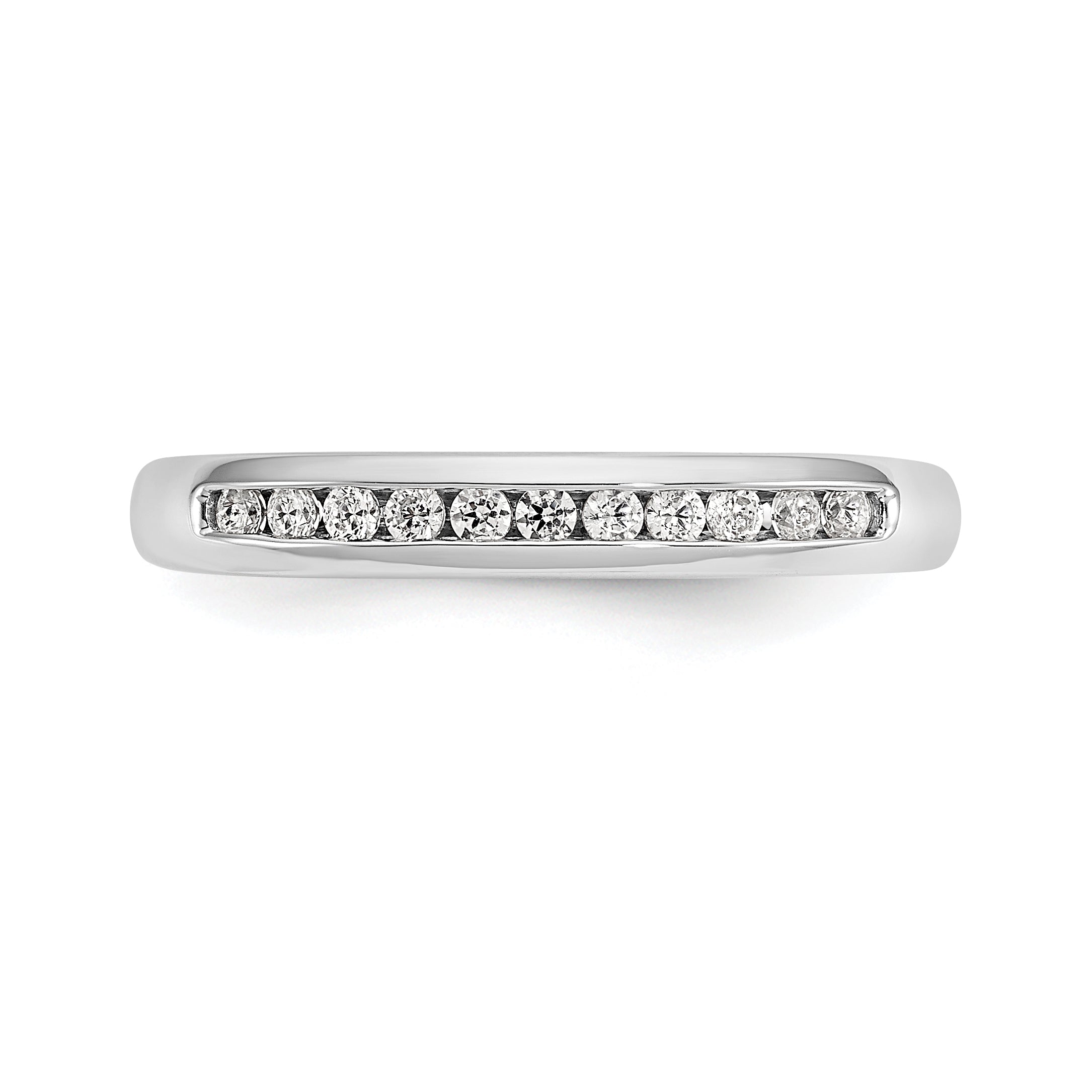 0.17ct. CZ Solid Real 14K White Gold 11-Stone Channel Wedding Band Ring