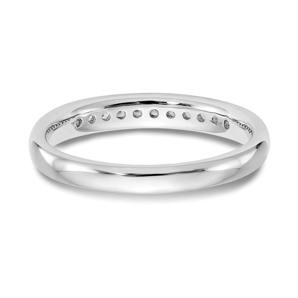 0.17ct. CZ Solid Real 14K White Gold 11-Stone Channel Wedding Band Ring