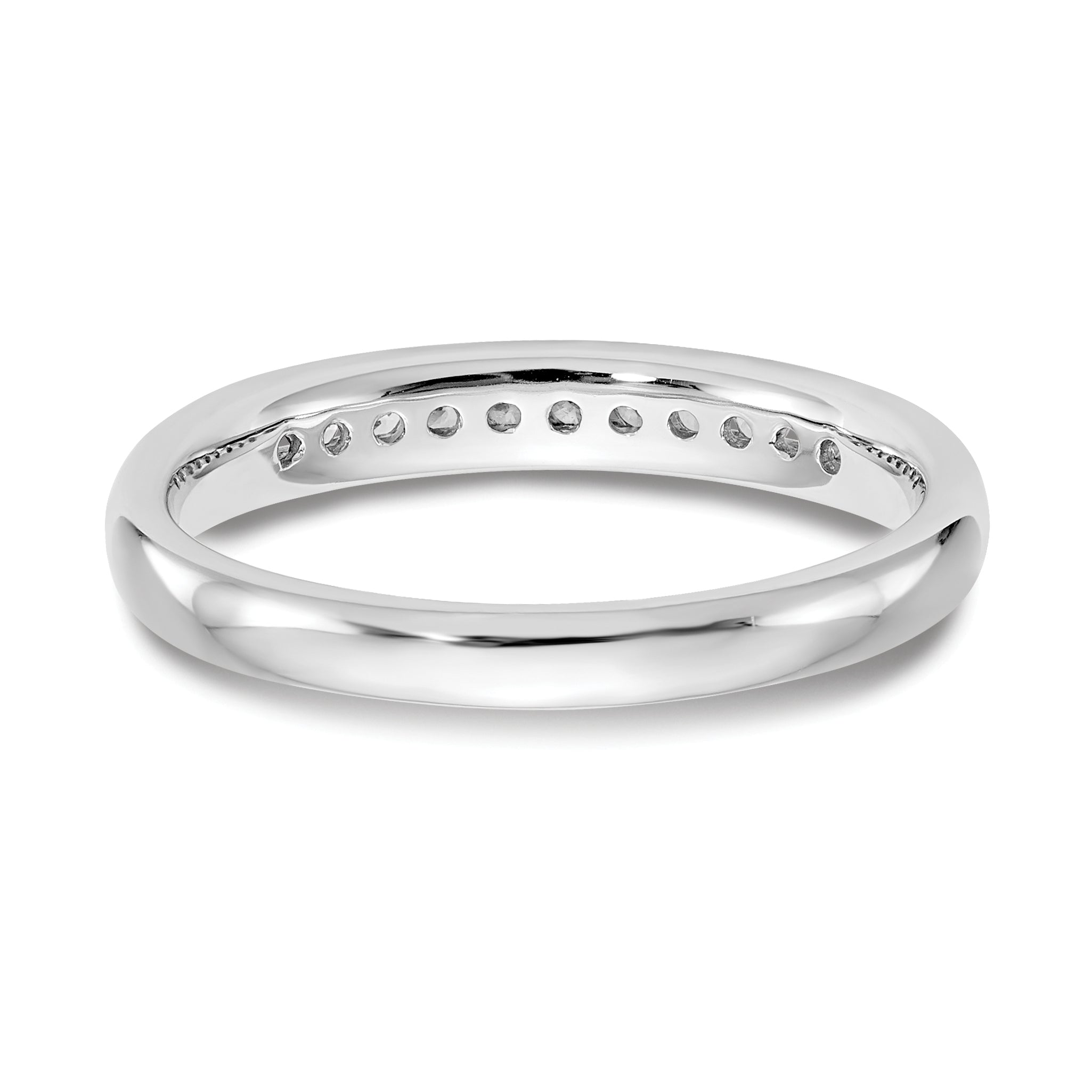 0.17ct. CZ Solid Real 14K White Gold 11-Stone Channel Wedding Band Ring