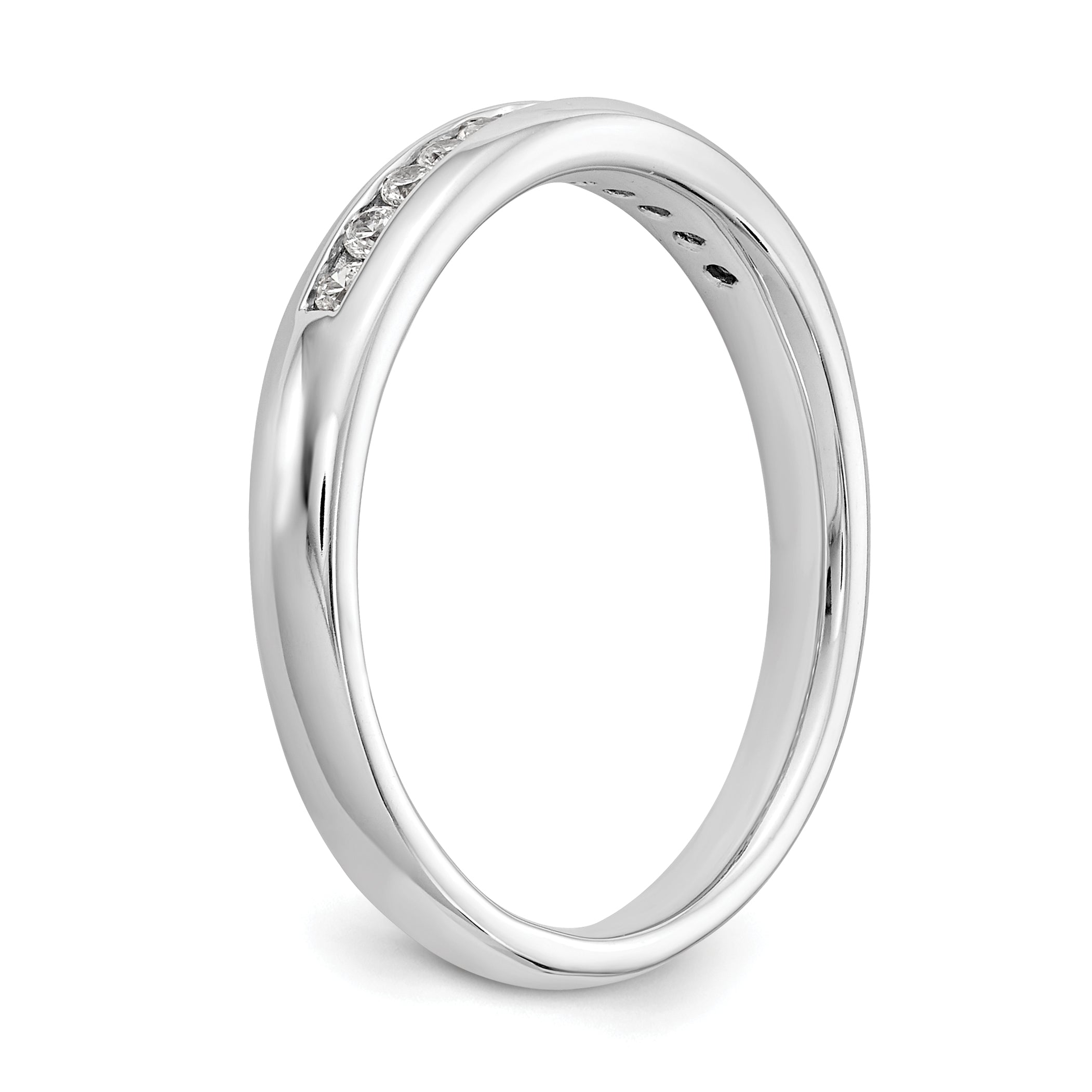 0.17ct. CZ Solid Real 14K White Gold 11-Stone Channel Wedding Band Ring