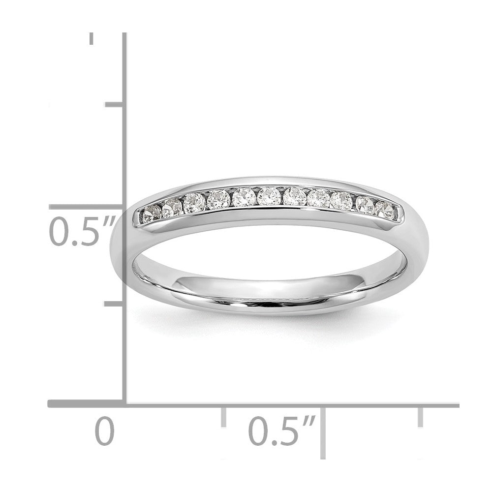 0.17ct. CZ Solid Real 14K White Gold 11-Stone Channel Wedding Band Ring